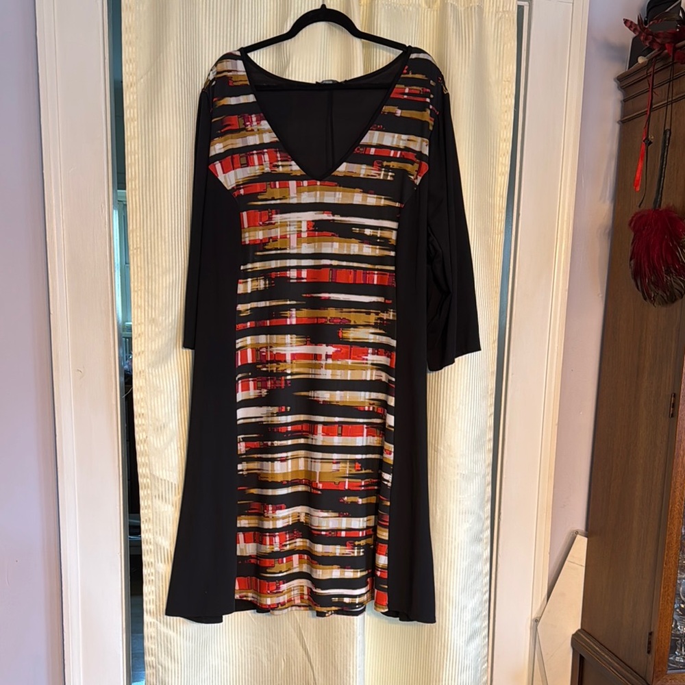 Chic Striped Long Sleeve Dress in Red and Black